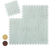 Relaxdays Tapis protection sol 9, puzzle sport et appareils fitness,tissu EVA, sans BPA, effet optique bois,blanc