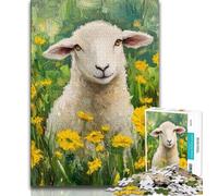 Puzzle Moutons et Fleurs 1000 pièces pour Adultes et Adolescents, Jouet éducatif et décompressant, décoration Parfaite (38x26cm)
