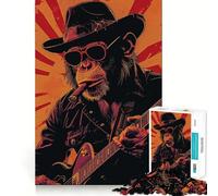 Puzzle Mr Monkey Blues Night pour Adolescents, 1000 pièces, pour stimuler la mémoire, se détendre et s'amuser Un Cadeau Exquis (50x75cm)