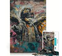 Puzzle Mural Angel Graffiti 1000 pièces,Jeu de réflexion Amusant,sans Espace,Design ajusté,Cadeau Parfait pour Les réunions de Famille (38x26cm)