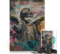 Puzzle Mural Angel Graffiti 1000 pièces,Jeu de réflexion Amusant,sans Espace,Design ajusté,Cadeau Parfait pour Les réunions de Famille (50x75cm)