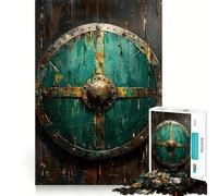 Puzzle Mural Bouclier Viking 1000 pièces Jeu Amusant et Facile à Assembler Pièces nettes et sans bavures Format Voyage Jeu de société Portable (38x26cm)