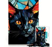 Puzzle Mural Chat en vitrail de 1000 pièces pour Adultes et Adolescents Jeu cognitif et ludique Motif à Assembler Cadeau Festif 50x75cm