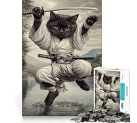 Puzzle Mural Chat Noir samouraï 1000 pièces pour Adolescents Décoration Murale apaisante et Amusante aux découpes nettes (38x26cm)
