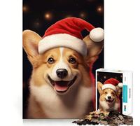 Puzzle Mural Corgi de Noël 1000 pièces Jeu cognitif Amusant Pièces Robustes et aux découpes nettes Exercice Mental Calme à la Maison (38x52cm)