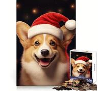 Puzzle Mural Corgi de Noël 1000 pièces pour Adolescents, idéal pour développer la réflexion et se détendre, Bords Nets, Cadeau de Noël (38x26cm)