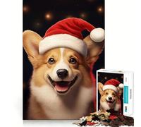 Puzzle Mural Corgi de Noël pour Adolescents,1000 pièces,Jeu de mémoire Amusant,Composants Robustes et faciles à Transporter (50x75cm)