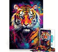 Puzzle Mural de 1000 pièces représentant Un Tigre en Graffiti, idéal pour Les Adolescents Jeu de réflexion et de complicité, découpe de précision, pièce de Collection 38x26cm