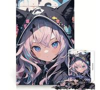 Puzzle Mural de Graffiti de Fille Anime pour Adolescents 1000 pièces Entraînement Intelligent Temps Libre Heureux Découpe Impeccable Joyeux Noël (38x52cm)