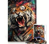Puzzle Mural de Graffitis de Tigre pour Adolescents, 1000 pièces, Jeu de logique Transparent, Plaisir paisible, découpe Parfaite, Surprise chaleureuse 38x52cm