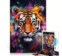 Puzzle Mural de Tigre Graffiti 1000 pièces pour Adolescents, Jouet de réflexion Simple et Amusant, découpe précise, Père Noël, vœux 50x75cm