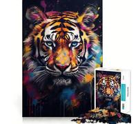 Puzzle Mural de Tigre Graffiti 1000 pièces pour Adultes, Jeu intellectuel et Relaxant, découpe de qualité, œuvre d'art 50x75cm