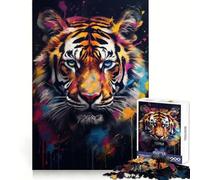 Puzzle Mural de Tigre Graffiti 1000 pièces pour Adultes, Jeu intellectuel et Relaxant, découpe de qualité, œuvre d'art 50x75cm