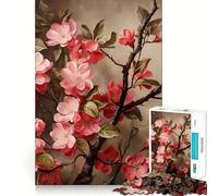 Puzzle Mural décoratif Motifs Floraux Rouges, 1000 pièces, Jeu de logique pour Adolescents, idéal pour Les Moments de détente, découpe précise, Collection d'œuvres d'art (38x26cm)