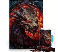 Puzzle Mural Dragon en vitrail pour Adultes, 1000 pièces, Jeu Stimulant pour Le Cerveau, apaisement de l'esprit, pièce de Collection Artistique 38x52cm