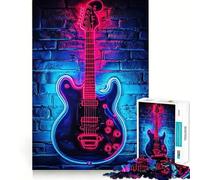 Puzzle Mural Guitare néon 1000 pièces pour Adolescents, Jeu de réflexion, activité à la Maison, Bords précis, liste de souhaits du Père Noël (38x52cm)