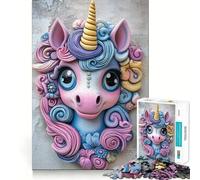 Puzzle Mural Licorne 1000 pièces Jeu de réflexion Stimulant Emboîtement Parfait Défi cérébral interactif pour la Maison (38x26cm)