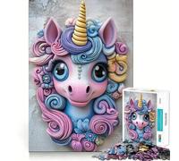 Puzzle Mural Licorne 1000 pièces pour Adultes Jeu de mémoire Amusant Assemblage sûr et Solide Activité familiale Amusante en soirée (38x52cm)