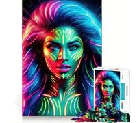 Puzzle Mural Neon Cyber Face 1000 pièces pour Adultes Détente et créativité Cadeau raffiné (38x52cm)