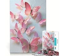 Puzzle Mural Papillon Rose 1000 pièces pour Adolescents, Jeu de logique mentale, évasion apaisante, Objet de Collection aux Bords Fins (38x52cm)