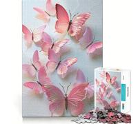 Puzzle Mural Papillon Rose pour Adultes, 1000 pièces, Jeu de logique Clair, Loisir Silencieux, découpe Parfaite, Cadeau élégant (38x26cm)