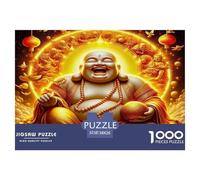 Puzzle Mural pour Adulte représentant Une Statue de Bouddha Bouddha auréolé d'or, Jeu éducatif et détendu, 1000pcs, 38x26 cm.