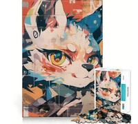 Puzzle Mural Renard Anime 1000 pièces pour Adultes,Jeu de mémoire,Assemblage précis sans espaces,activité apaisante pour la détente mentale (50x75cm)