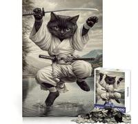 Puzzle Mural Samurai Black Cat pour Adultes, 1000 pièces, Améliore la mémoire, détend l'esprit, Pièce de Collection Sharp Edge (50x75cm)