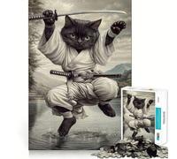 Puzzle Mural Samurai Black Cat pour Adultes, 1000 pièces, Améliore la mémoire, détend l'esprit, Pièce de Collection Sharp Edge (50x75cm)
