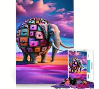 Puzzle Mural surréaliste Éléphant 1000 pièces pour Adultes Jeu Intelligent et Amusant d'intérieur Découpe précise Joli Cadeau 38x26cm