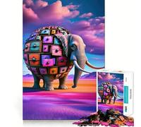 Puzzle Mural surréaliste éléphant Adolescent 1000 pièces Activité à Domicile Stimulant la mémoire Motif à Assembler 50x75cm