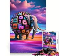 Puzzle Mural surréaliste éléphant Adolescent 1000 pièces Activité à Domicile Stimulant la mémoire Motif à Assembler 50x75cm