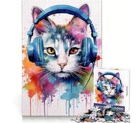 Puzzle Musical Chat avec Casque Audio 1000 pièces pour Adolescents Idée Cadeau Originale et Amusante (38x52cm)