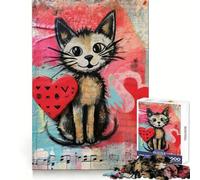 Puzzle Musical Chat avec cœur pour Adolescents 1000 pièces Formation Intelligente Temps Libre agréable Découpe Impeccable Joyeux Noël (50x75cm)