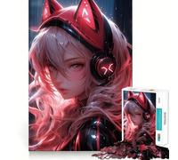 Puzzle Musical Chat Fille pour Adultes 1000 pièces, Jeu de logique et de Stimulation Cognitive, Anti-anxiété, découpe précise, Cadeau élégant (38x26cm)