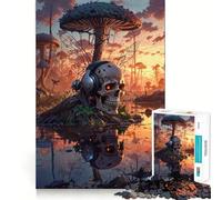 Puzzle Musical de 1000 pièces Crâne des Marais aux Champignons pour Adultes Un Jeu de logique Clair et Amusant, aux découpes parfaites, Un Cadeau élégant (38x26cm)