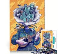 Puzzle Musical de 1000 pièces représentant Un Paysage Urbain Fleuri et des Personnages, idéal pour Adultes Un Jeu de réflexion Relaxant et agréable à Assembler Un Cadeau Charmant (50x75cm)