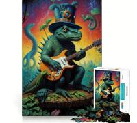 Puzzle Musical Dinosaure psychédélique pour Adolescents 1000 pièces Jeu Intelligent et apaisant Découpe Lisse Cadeau Exceptionnel 38x26cm