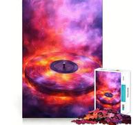 Puzzle Musical Disque Vinyle en Flammes 1000 pièces Jeu de réflexion Stimulant Fixation Solide Aucun Risque de pièces détachées Défi cérébral interactif pour la Maison (50x75cm)