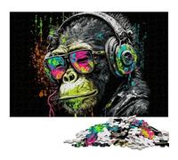 Puzzle Musical en Bois de 1 000 pièces représentant Un chimpanzé. Un Casse-tête Stimulant à Faire soi-même, idéal pour Un Jeu Familial ou comme Cadeau décoratif. 50 x 75 cm / 19,68 x 29,52 Pouces.