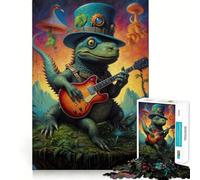 Puzzle Musical surréaliste de Dinosaures 1000 pièces pour Adultes Stimule la mémoire Temps Chaud Assemblage d'image Pièce d'art 38x52cm