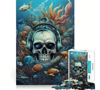 Puzzle Musical surréaliste Océan Crâne 1000 pièces pour Adolescents Jeu de réflexion et d'entraînement cérébral Atelier d'écriture apaisant Cadeau attentionné 38x52cm
