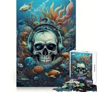 Puzzle Musical surréaliste Océan Crâne 1000 pièces pour Adolescents Jeu de réflexion et d'entraînement cérébral Atelier d'écriture apaisant Cadeau attentionné 38x52cm
