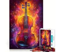 Puzzle Musical Violon en Flammes pour Adultes,1000 pièces,Jeu de mémoire,Assemblage sécurisé et Solide,Jeu de Construction de Liens significatifs (50x75cm)