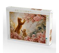 Puzzle · Mutterglück im Blütenregen | Ein Motiv aus dem Kalender Floras Samtpfoten · 1000 pièces · Format assemblé 64 × 48 cm · CALVENDO Puzzle