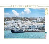 Puzzle · Mykonos - Bateau de pêche dans Le Vieux Port | Des maisons blanches, une eau turquoise et un soupçon de… · 1000 pièces · Format assemblé 64 × 48 cm · CALVENDO Puzzle