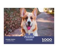 Puzzle mystère de Corgi Gallois de Pembroke, 1000 pièces - Un Corgi sourit à l’Appareil Photo sur Un Chemin. pour Adultes et Enfants, Parfait pour la détente, 52x38 cm/1000 pièces