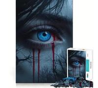 Puzzle Mystère Yeux Bleus 1000 Pièces pour Adolescents Stimule la Mémoire Loisirs à la Maison Bords Nets Cadeau Précieux (50x75cm)