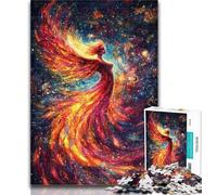 Puzzle Mystérieuse Fille Phénix pour Adolescents 1000 Pièces, Jeu Familial Anti-Stress Défi Difficile Cadeaux Secrets du Père Noël 50x75cm