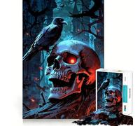 Puzzle mystérieux de 1000 pièces représentant Un crâne et Un Corbeau, idéal pour Les Adolescents, pour stimuler la mémoire, déstresser et décorer Une œuvre d'art Murale aux Bords Nets (38x26cm)
